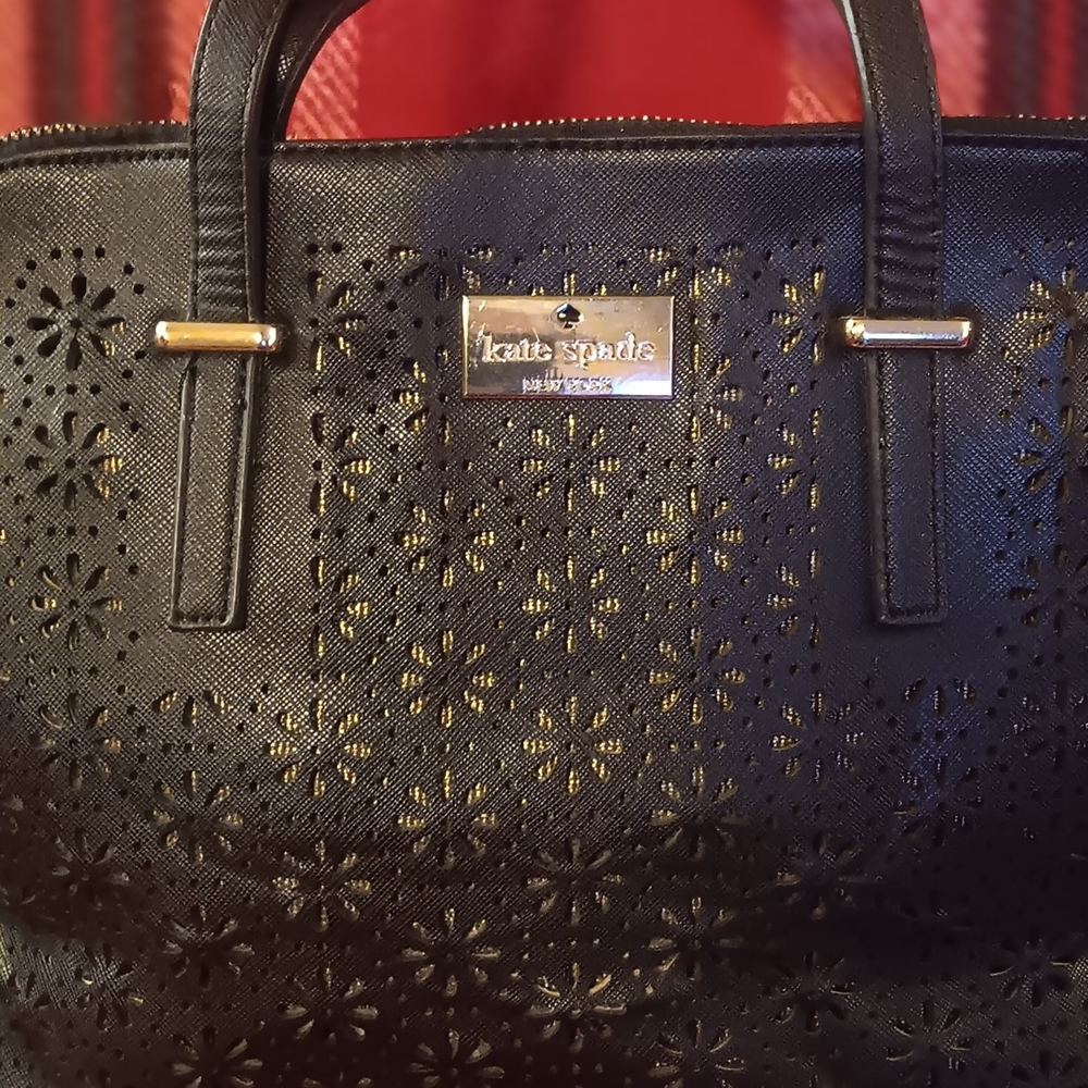 Kate Spade Black Floral Laser-Cut Tote